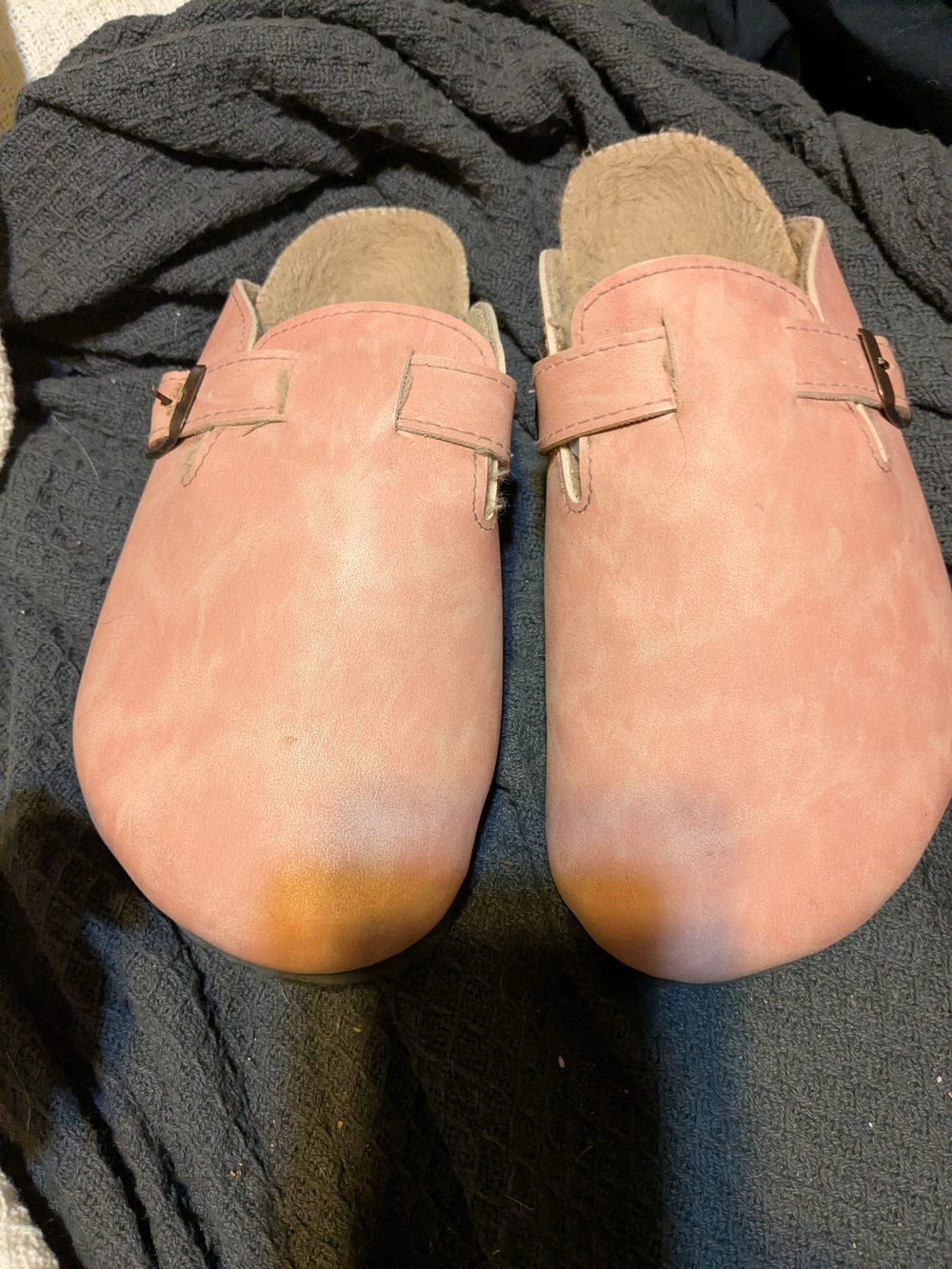 Slate Pink Boston Birkenstocks Vintage Oiled Leather Fur Lined 37/6.5